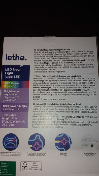 Neon led lethe usb zestaw 4szt do wyboru