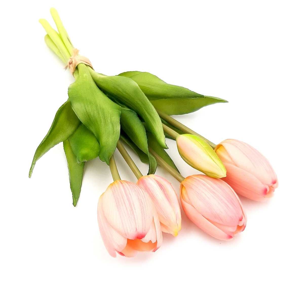 Tulipan sztuczny tulipany silikonowe bukiet 5 sztuk RÓŻOWY