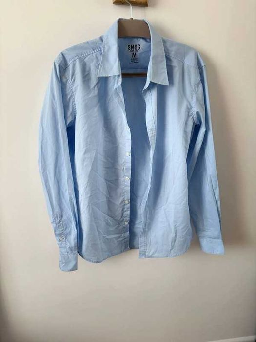 SMOG slim fit jasnoniebieska koszula męska na długi rękaw rozmiar M
