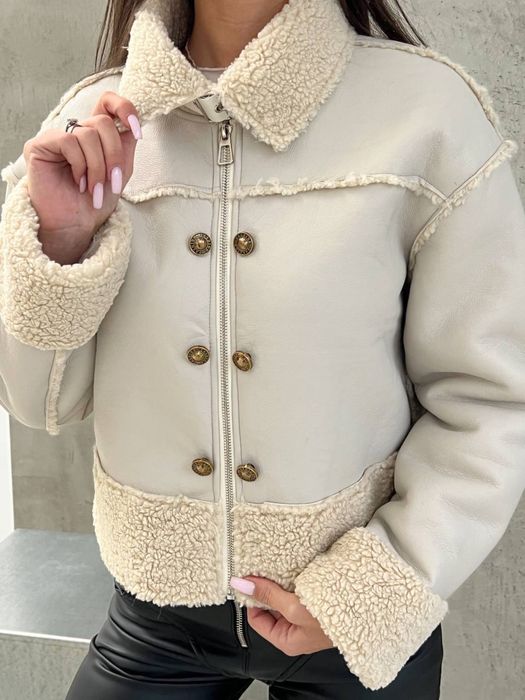 Вкорочена трендова дублянка, люкс якість, автоледі | Женская дубленка