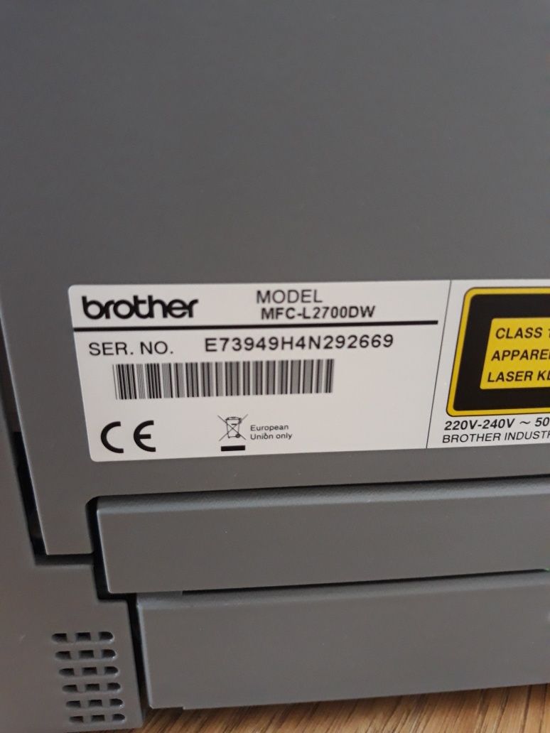 Drukarka laserowa Brother MFC-L2700DW WiFi + nowy nieużywany  toner