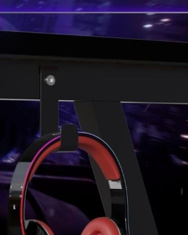 Mesa de gaming de canto preta secretária - 127 x 167 cm