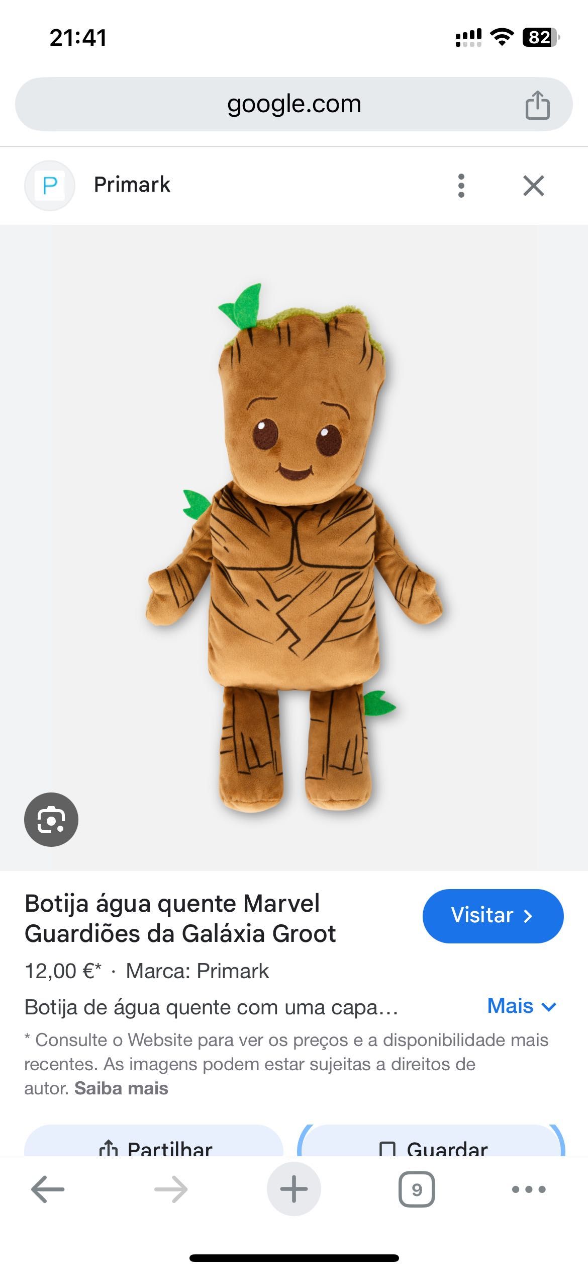 Botija água quente Marvel Guardiões Galáxia Groot Nova