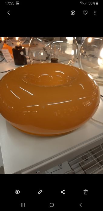 Lampa varmblixt donat pomarańcz szkło kolekcja ikea  lampka donaut