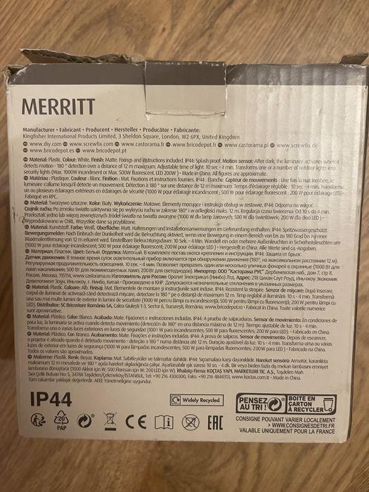 Czujnik ruchu GoodHome Merritt góra dół IP44 biały