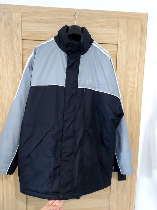 Oryginalna kurtka Adidas ocieplana pikowana roz XL z kapturem modna