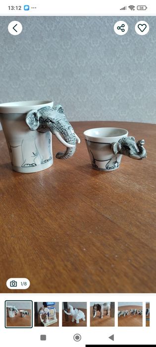 Чашки со слонами ,подставки