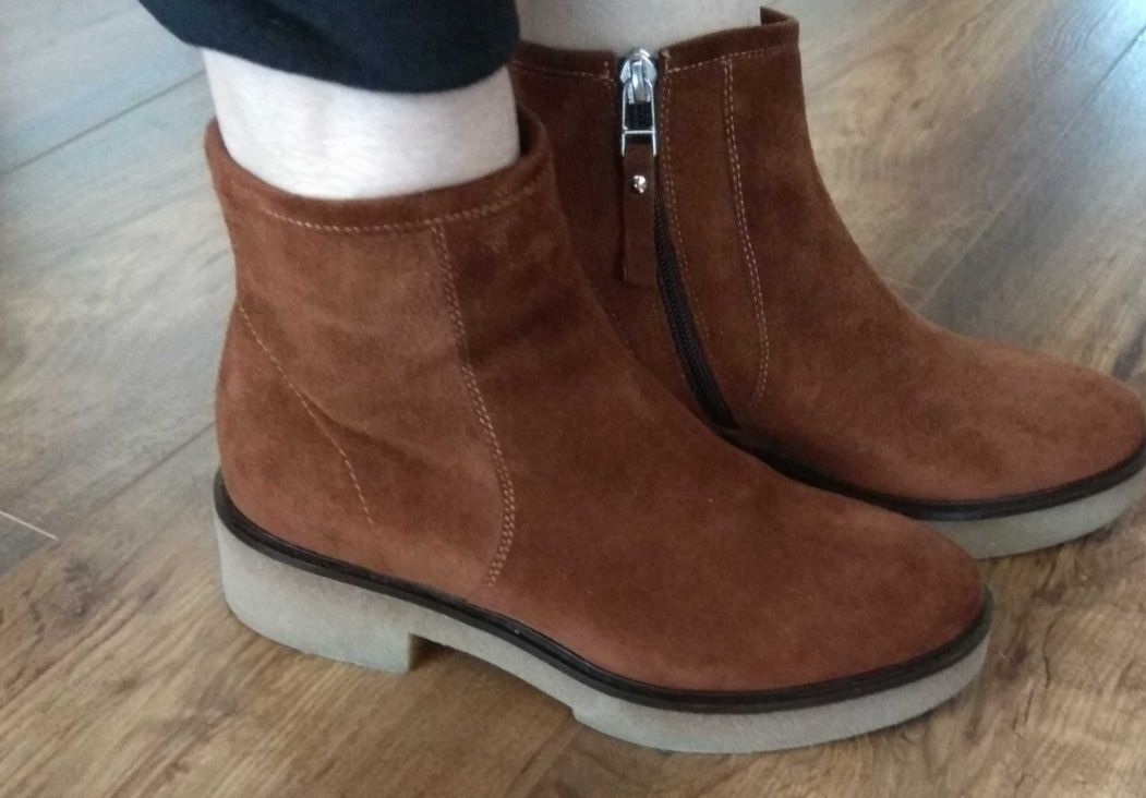 Nowe botki Gino Rossi r 36 sztyblety skóra naturalna brąz kozaki camel
