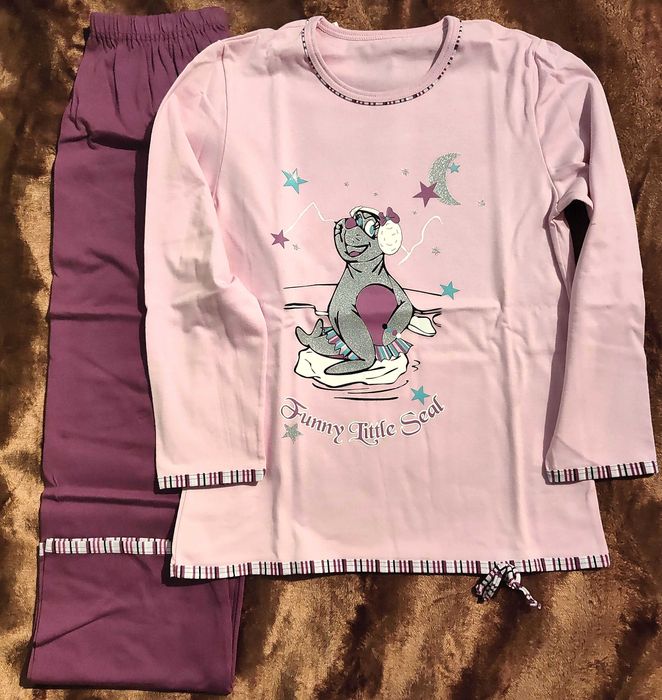 Piżama młodzieżowa dziewczęca długi rękaw r. 128