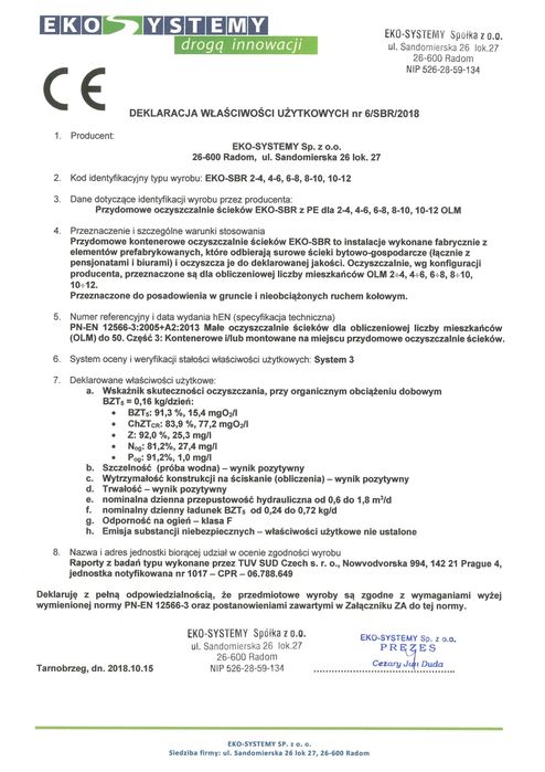 Przydomowa biologiczna oczyszczalnia  SBR METRIA 4-6 (Bezzapachowa)
