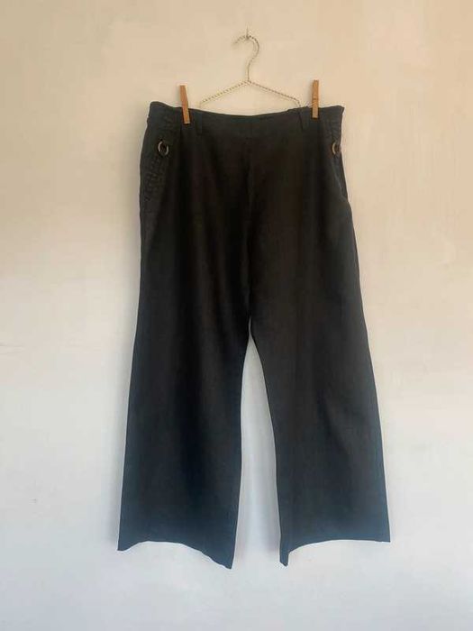 Czarne szerokie lniane spodnie na lato 46 3xl Marks & Spencer zwiewne