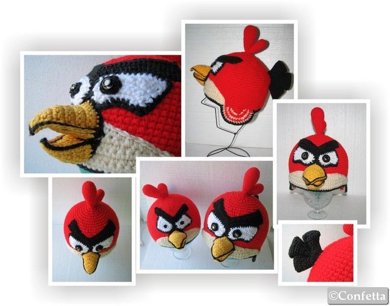 Шапка Angry Birds Terence ручной вязки