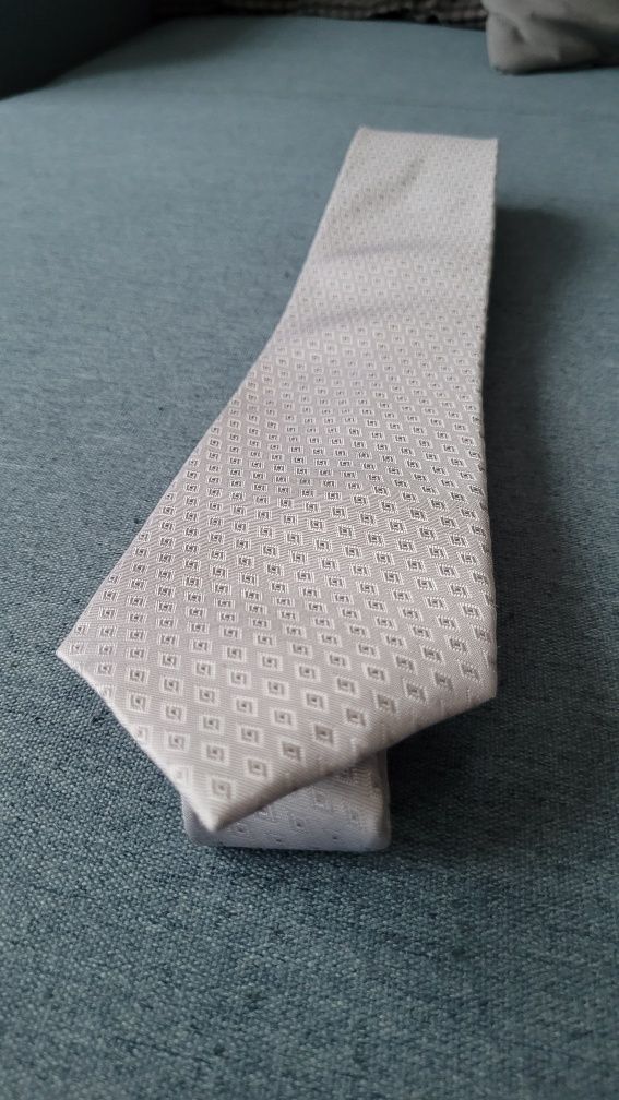 Krawat Albione Srebrny 100% jedwab