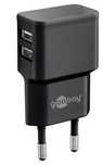 Podwójna ładowarka USB 2,4 A, 2x wyjście USB, czarna
