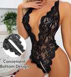 Body koronkowe czarne S seksowna bielizna Bodystocking otwarty krok