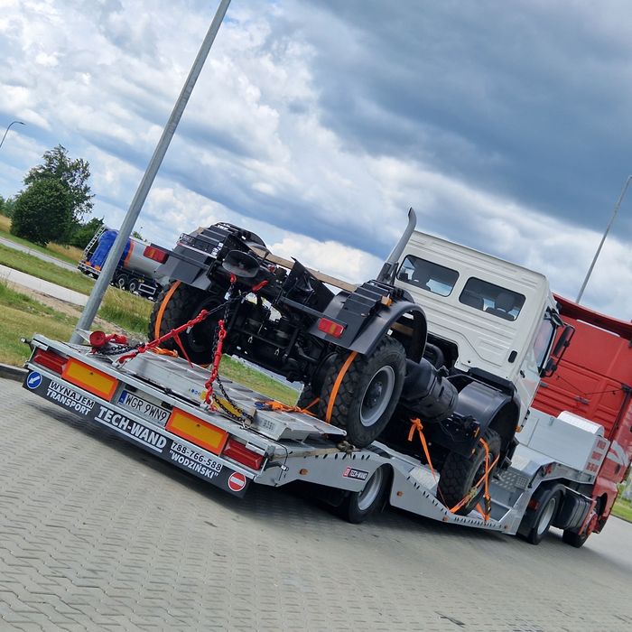 Wynajem naczepa niskopodwoziowa laweta transport ciągnika siodłowego