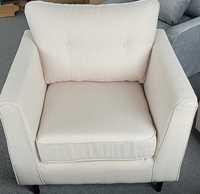 Fotel wypoczynkowy krem beż tapicerowany wygodny elegancki