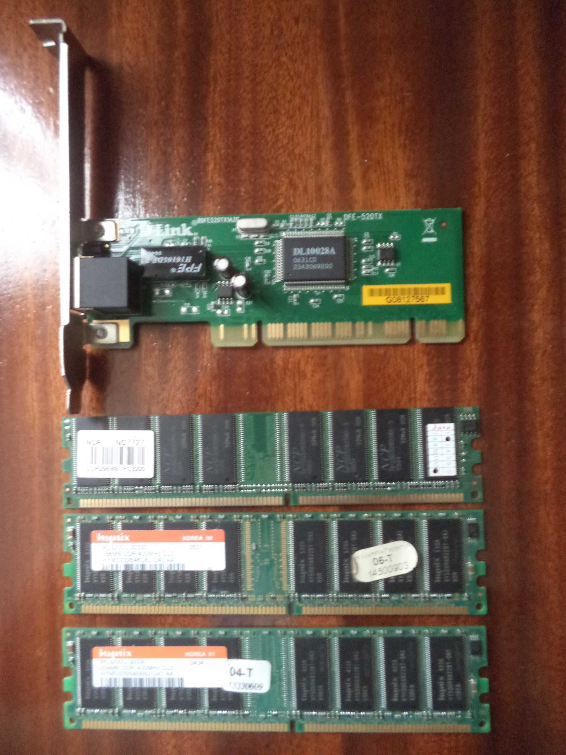 Сетевая карта DFE-520TX D-Link и оперативная память DDR 400MHz  256MB