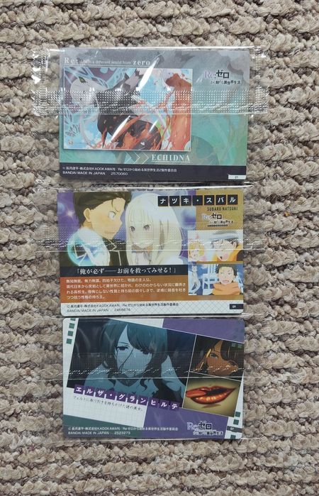 Re:Zero karty kolekcjonerskie bandai anime manga rem ram emilia