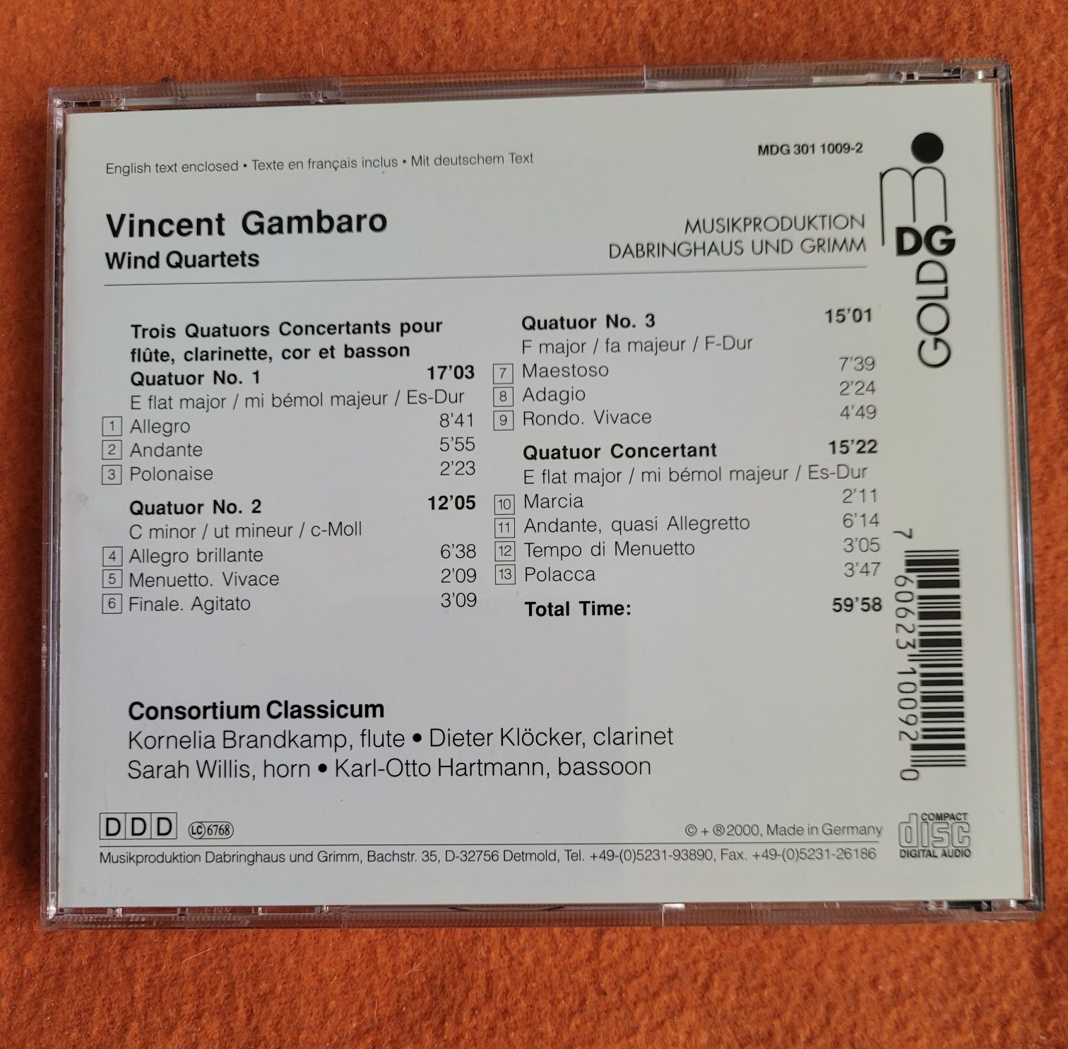 Vincent Gambaro - Wind Quartets, Consortium Classicum