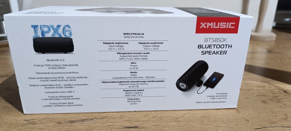 Głośnik XMusic  Bluetooth plus słuchawki douszne NOWE ZAPAKOWANE