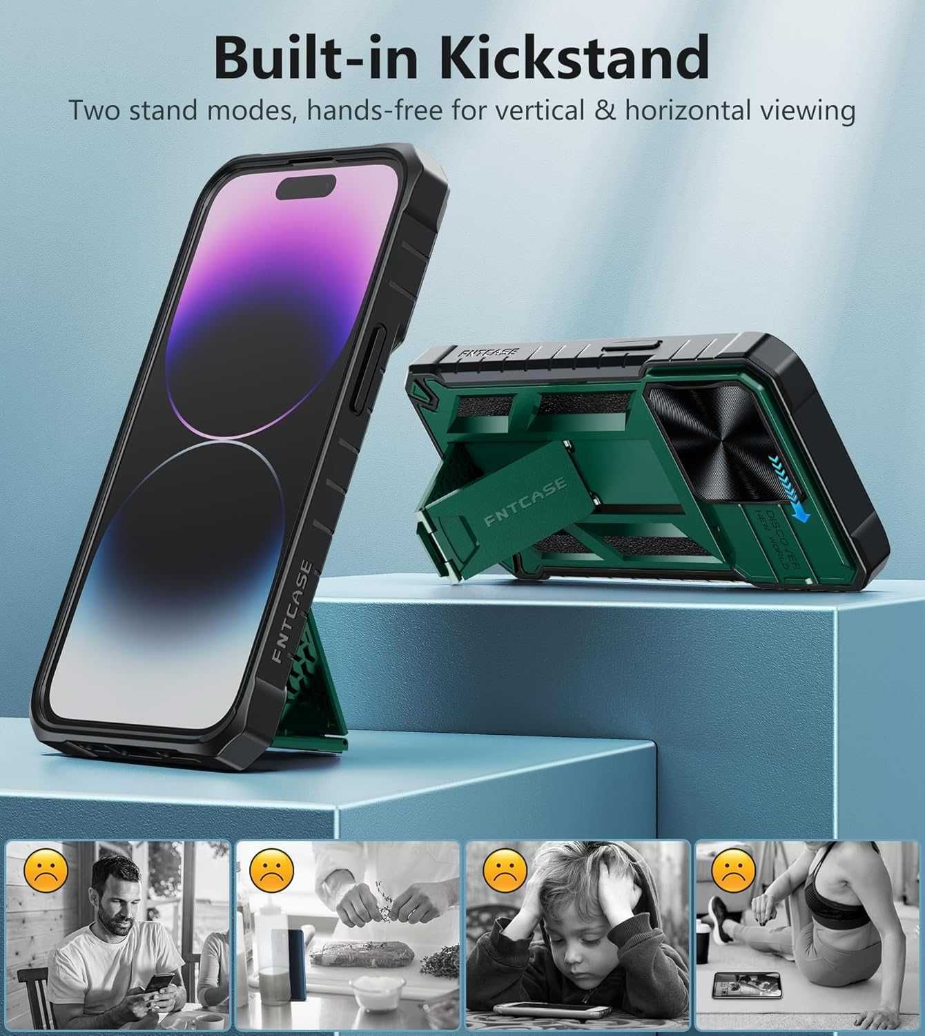 FNTCASE etui do IPHONE 13 PRO 14 PRO osłona aparatu pancerne +  szkło