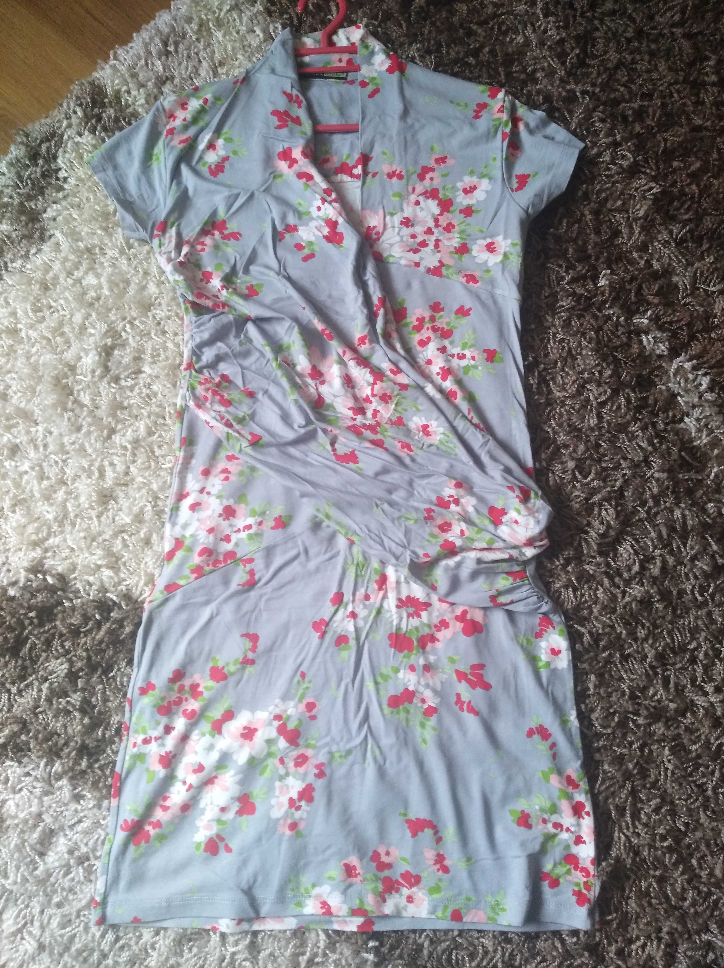 Kolorowa przedłużana bluzka/tunika w kwiaty L/XL