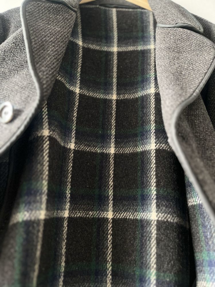 Męski płaszcz wełniany Bendyk, ciemnoszary, r. XL, stan bardzo dobry