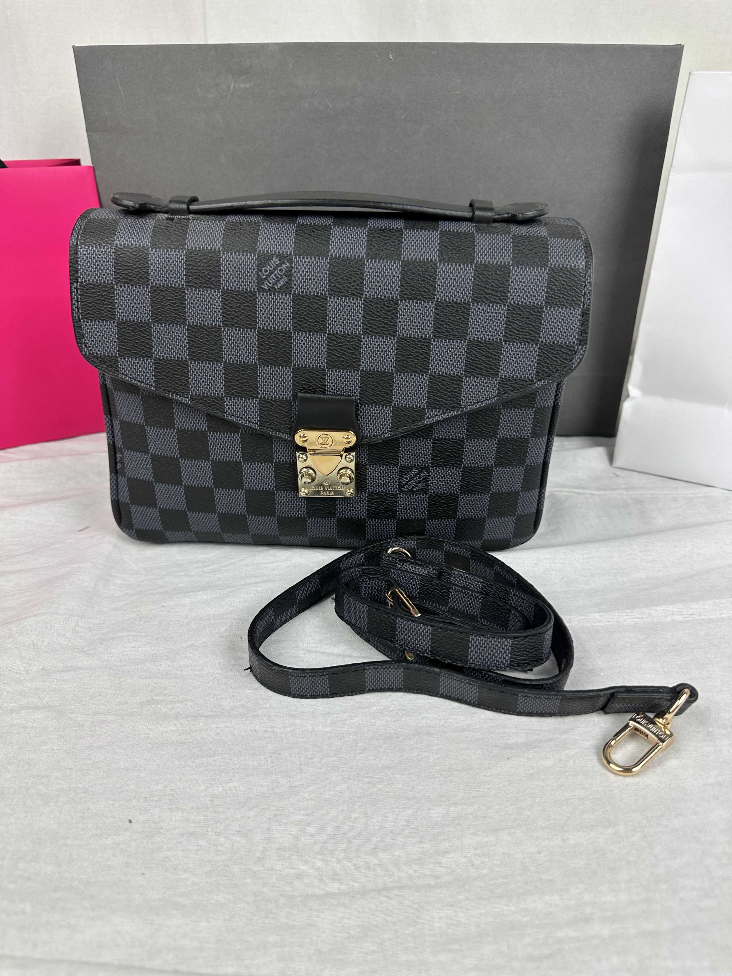 Torba Louis Vuitton metis granat Damier Ebene logowana premium