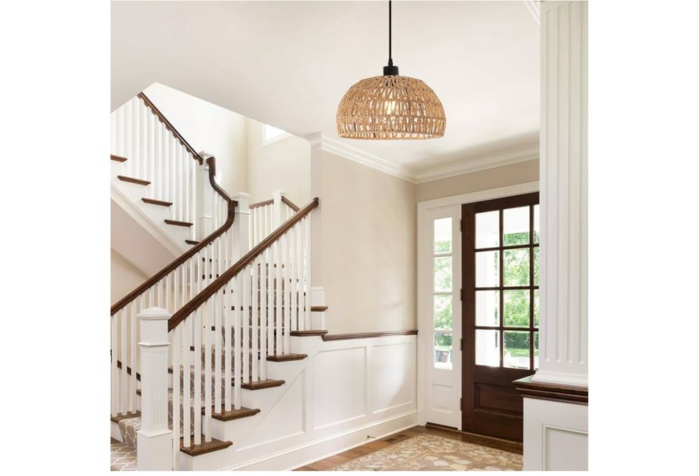 Rattanowa Lampa Wisząca Boho Vintage Piękna