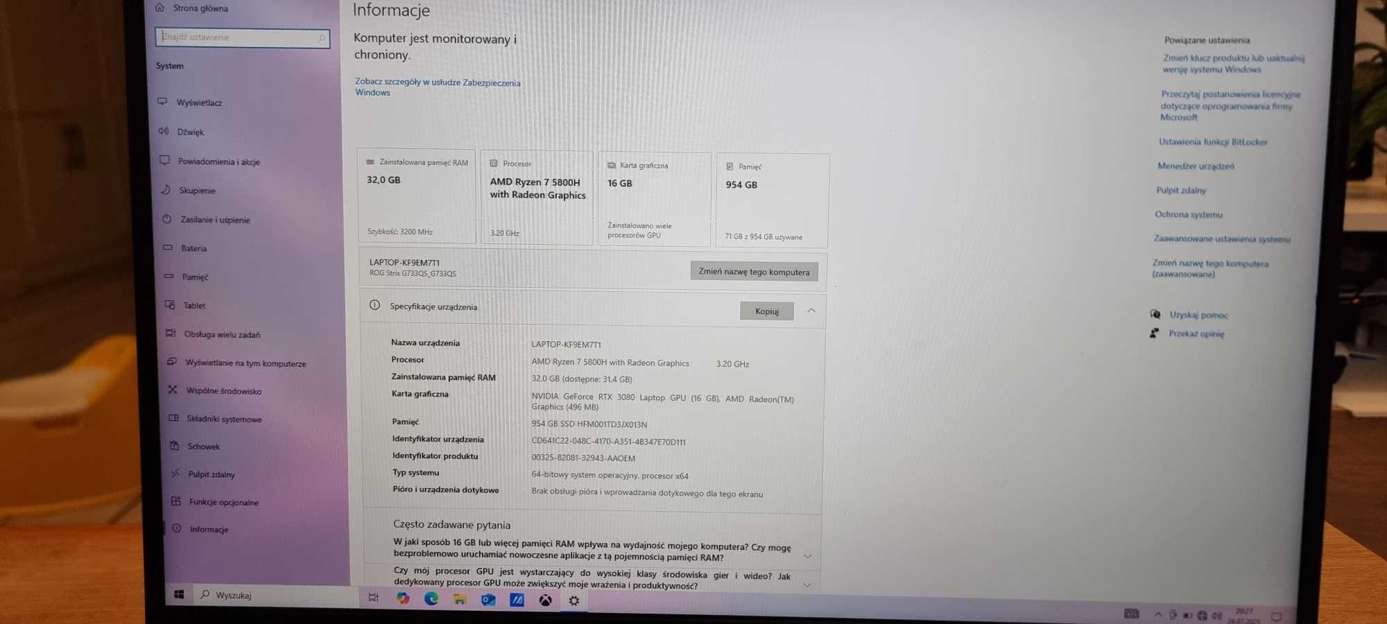 ASUS ROG Strix SCAR 17 R7-5800H/32GB/1TB/W10 RTX3080