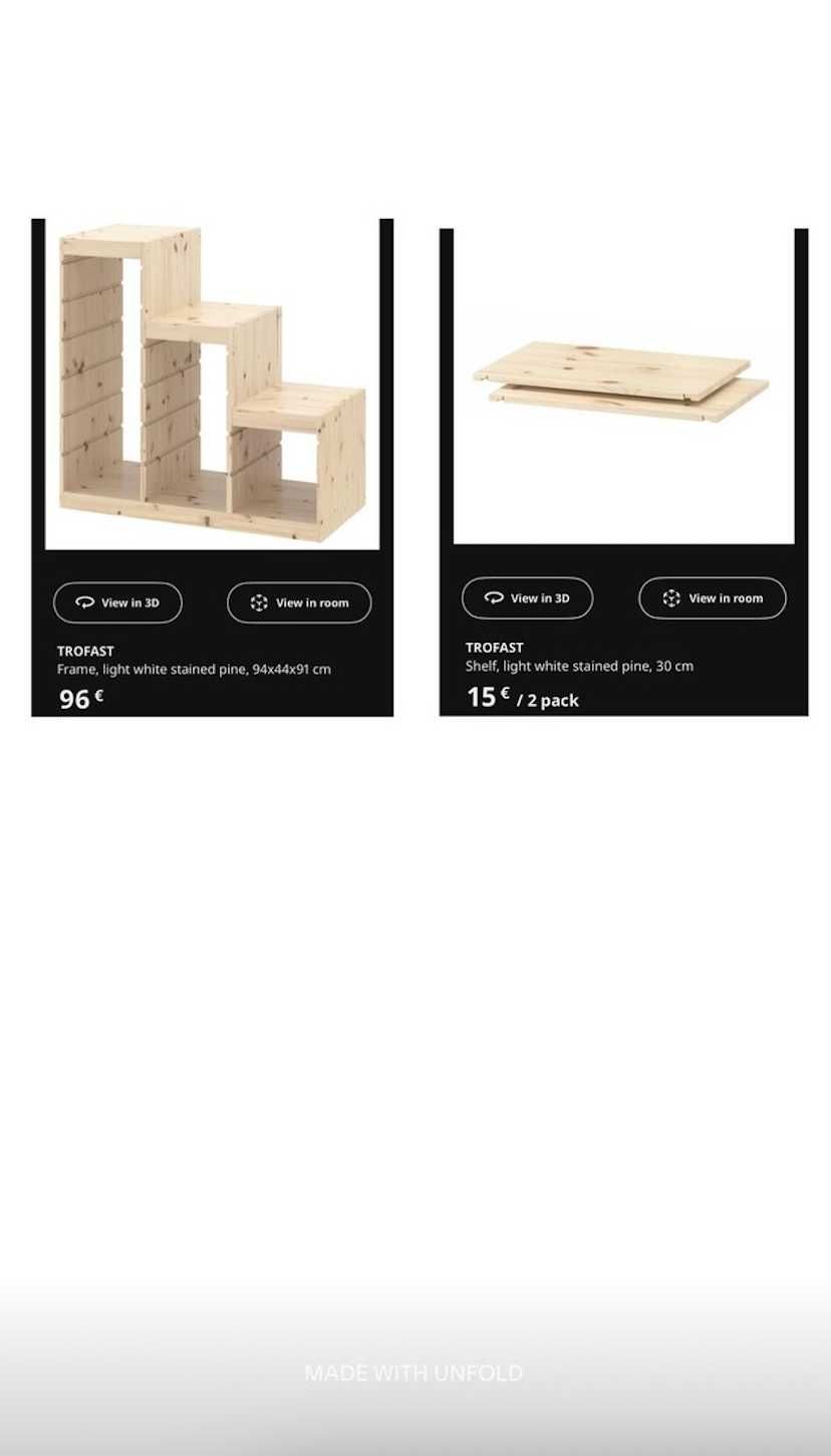 Estante Trofast com prateleiras e cestos