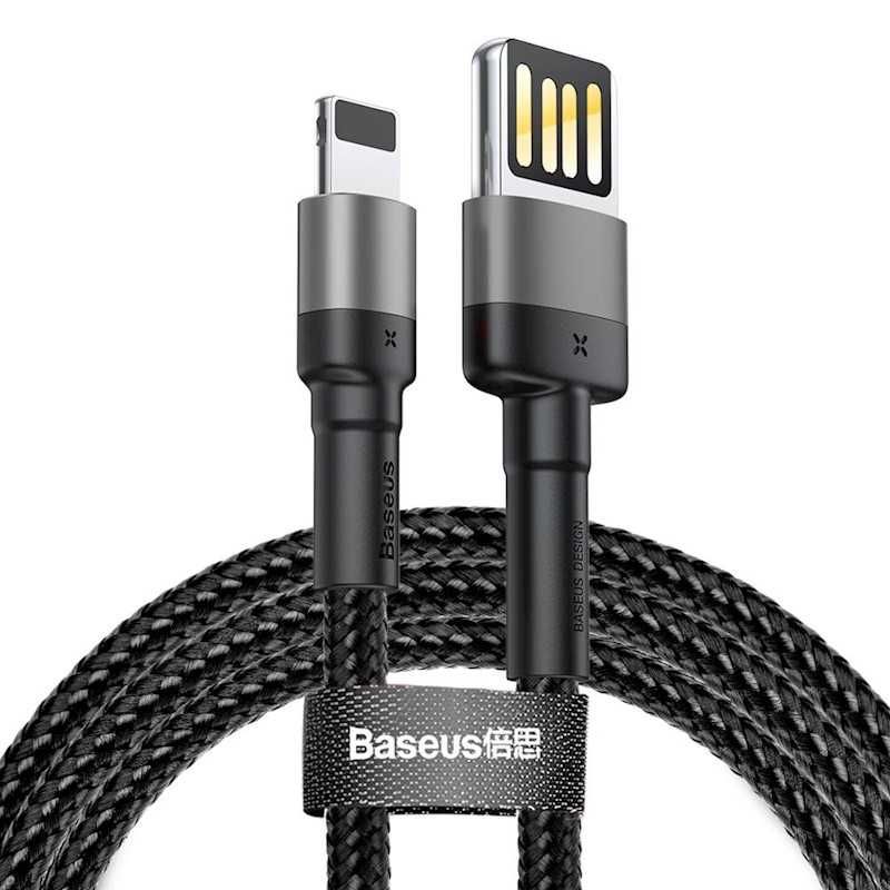Baseus kabel USB - Lightning 1,0 m 2,4A szaro-czarny dwustronne USB