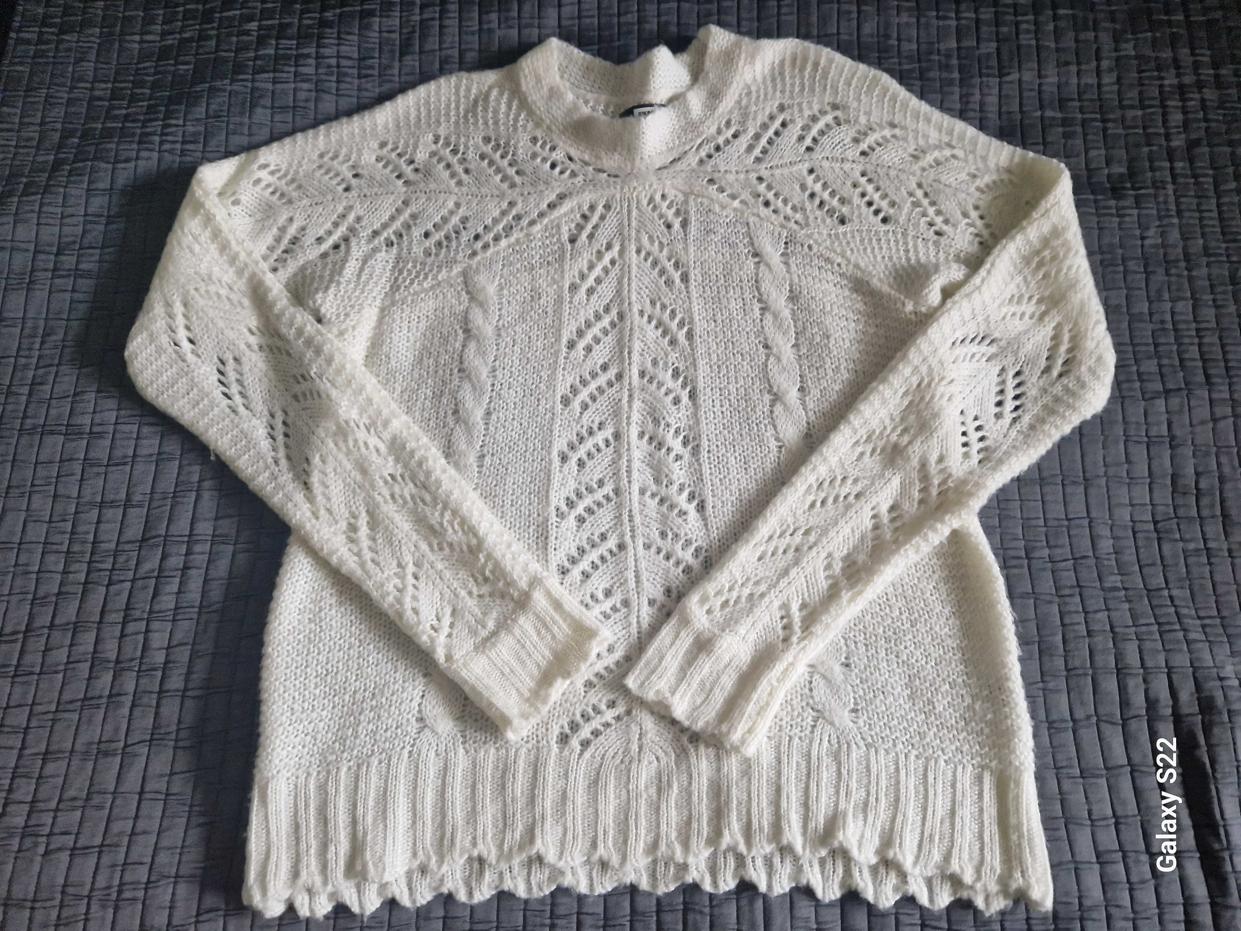 Biały sweterek z ażurowej dzianiny xs sweter roz 34 Bik Bok