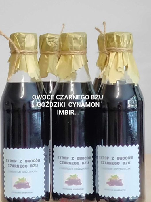 Syrop z owoców czarnego bzu  z imbirem, gożdzikami i ..