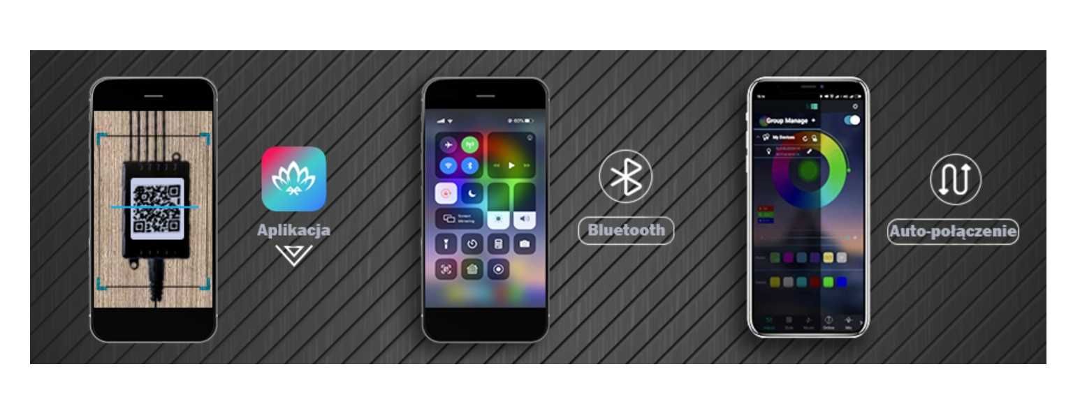 TAŚMA LED 5M ledy bluetooth aplikacja NA USB do telewizora samochodu