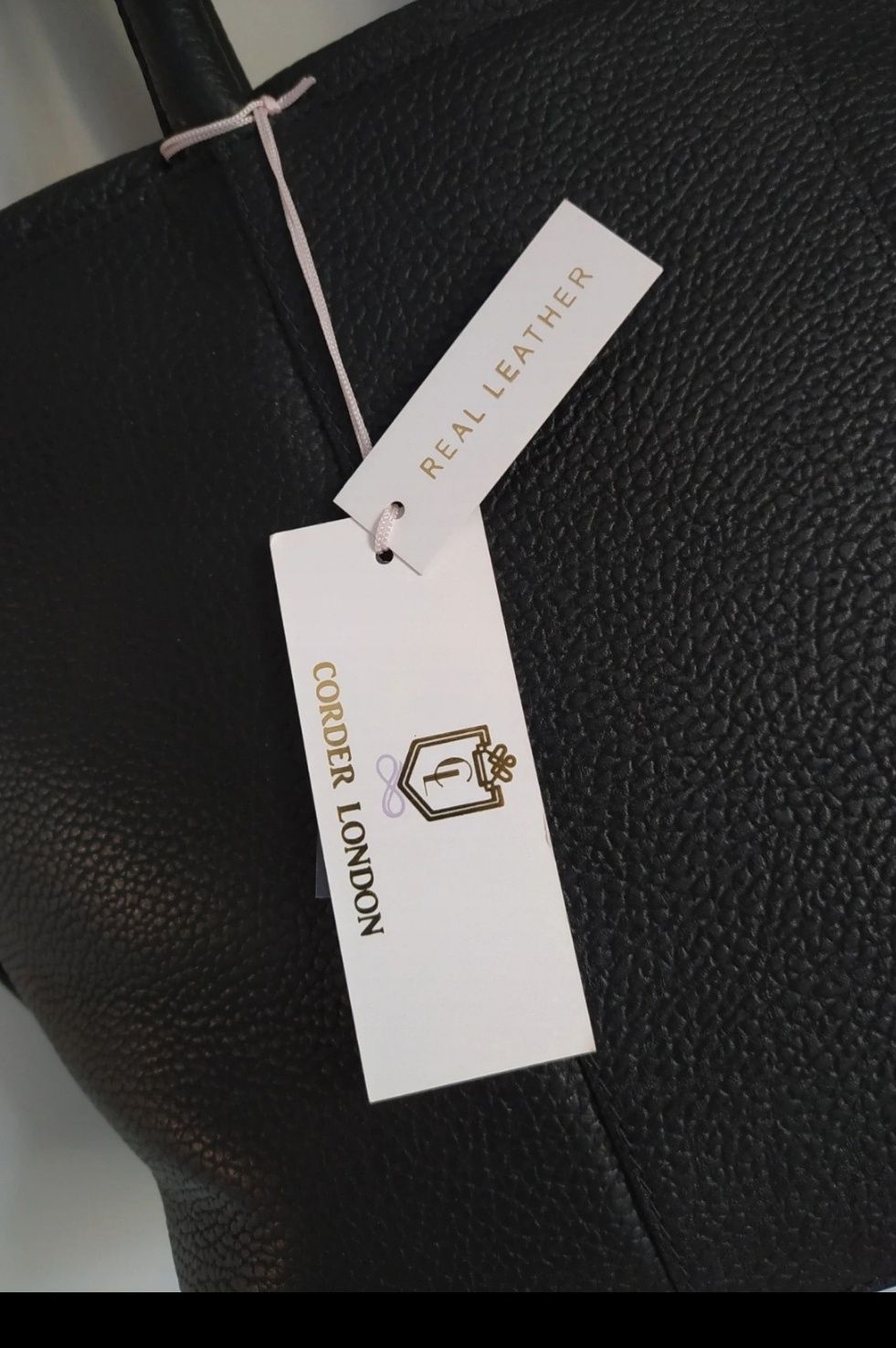 Skórzana, czarna torebka do ręki , kuferek Corder London Real Leather