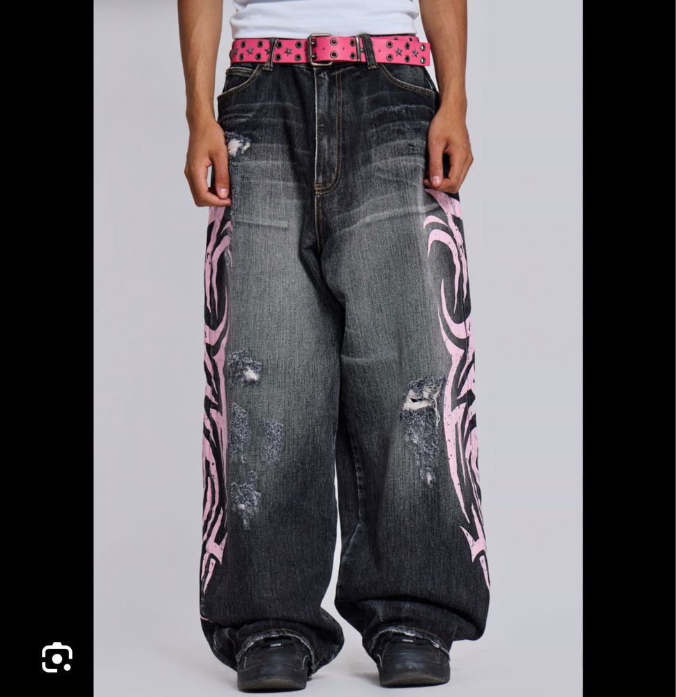 джинсы Jaded London Black rose printed S M L vetements  nofaith