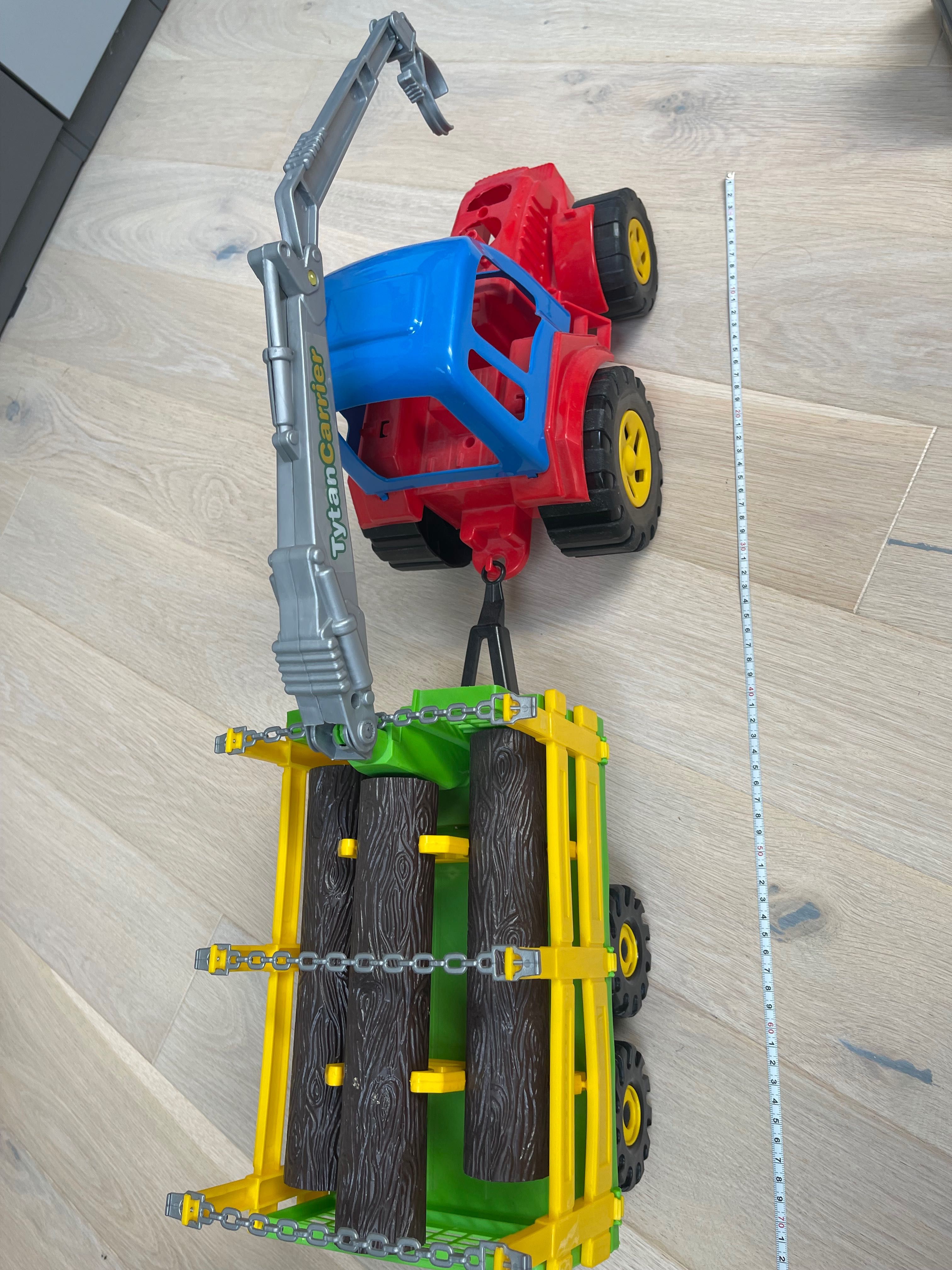 Zestaw traktor z przyczepą na drewno, dźwig XXL, duży ok.70cm