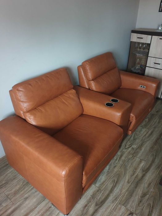 Sofa skórzana elektrycznie rozkładana