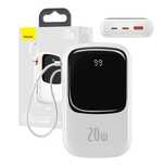 Powerbank Baseus Qpow Pro 20000Mah 20W Kabel Lightning Usb-C Biały