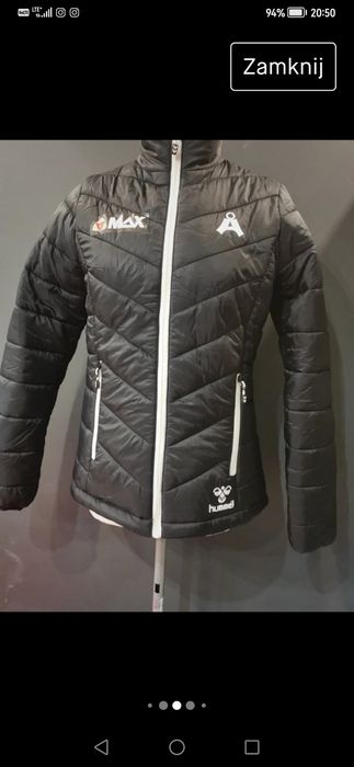 Kurtka czarna pikowana profilowana z napisami M 38 hummel r. S 36