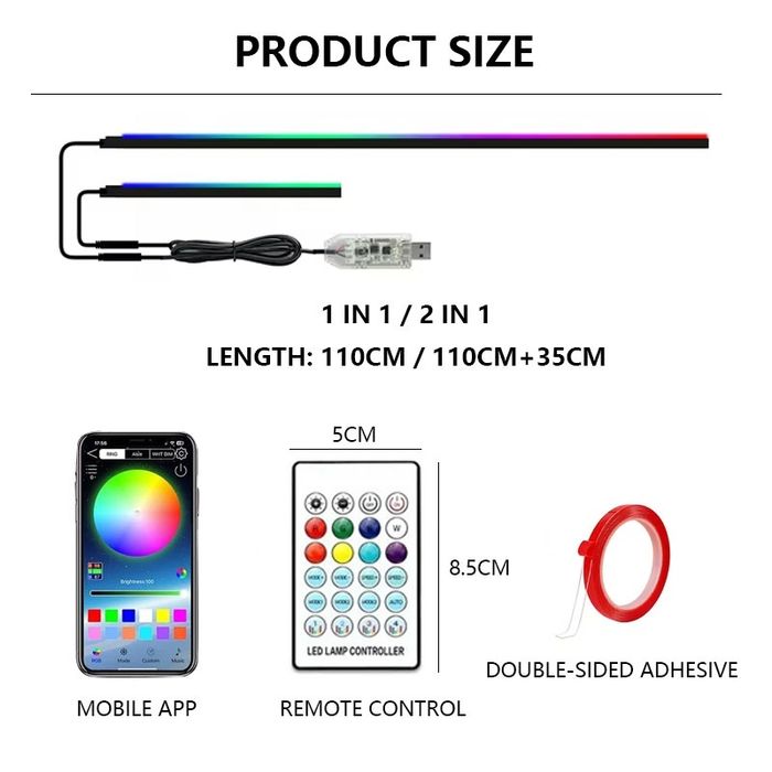 Ambient підсвітка салону авто 2v1  для торпеди