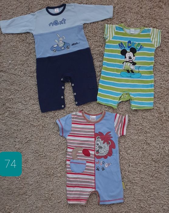 Pudełko ubranek chłopiec rozmiar 74, stan bdb, ok.65 szt.