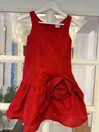 Czerwona sukienka z tafty świąteczna elegancka 134 Next