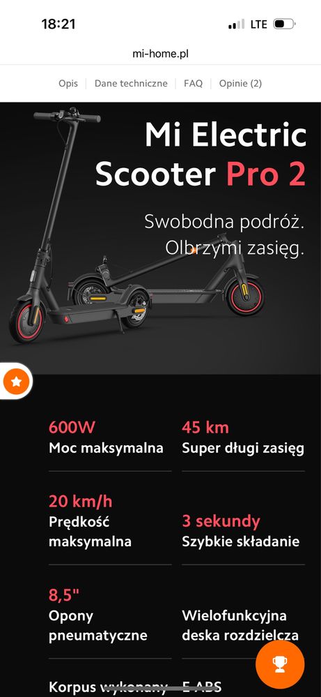 Hulajnoga elektryczna xiaomi scooter pro 2
