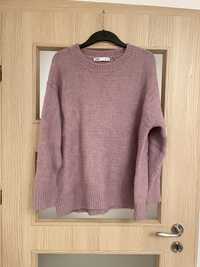 Liliowy gruby  wełniany sweter Zara