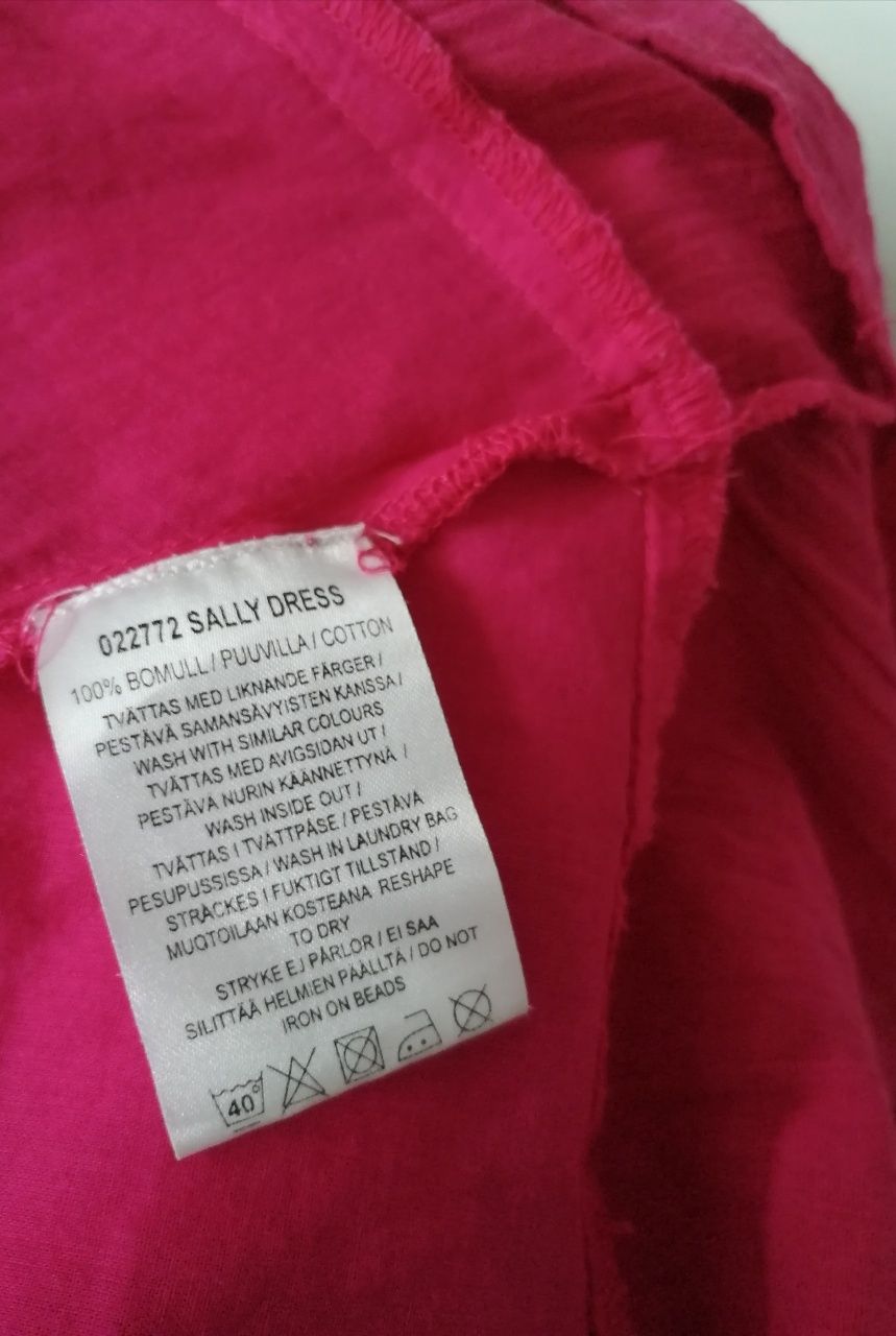 Różowa sukienka 40 l krótka rozkloszowana fuksja