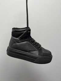 Кроссовки Prada Macro Re-Nylon Brushed Sneakers All Black демисезонные