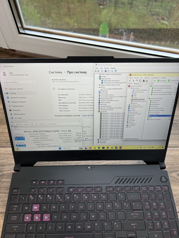 Новий! Rtx 4060 (8gb) + Ryzen 7 7735HS • Ігровий Asus Tuf A15 Strix